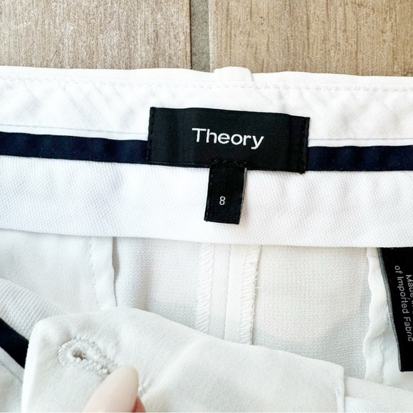 Theory Women’s Halientra Wide Leg Chino Pants Crop White 8 - Picture 4 of 6
